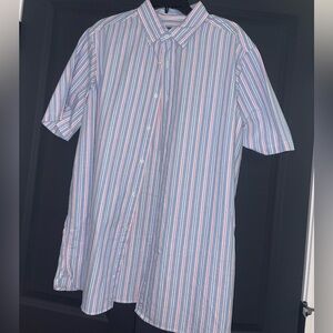 Daniel Cremieux Blue and Pink Striped Button Down Shirt- Large